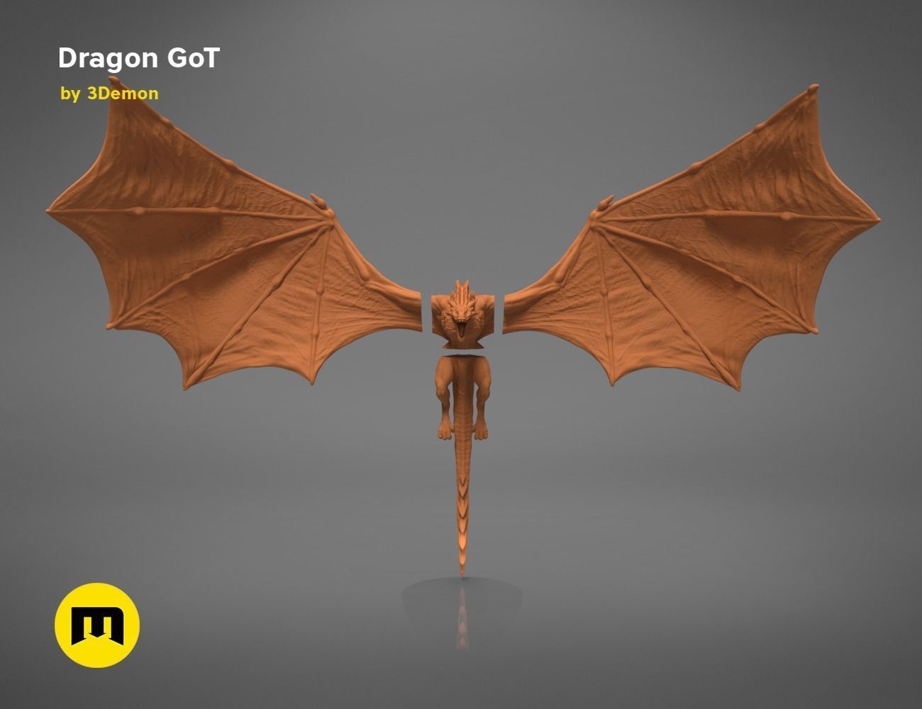 Dragon Lamp GoT with Flame 3D print model_34