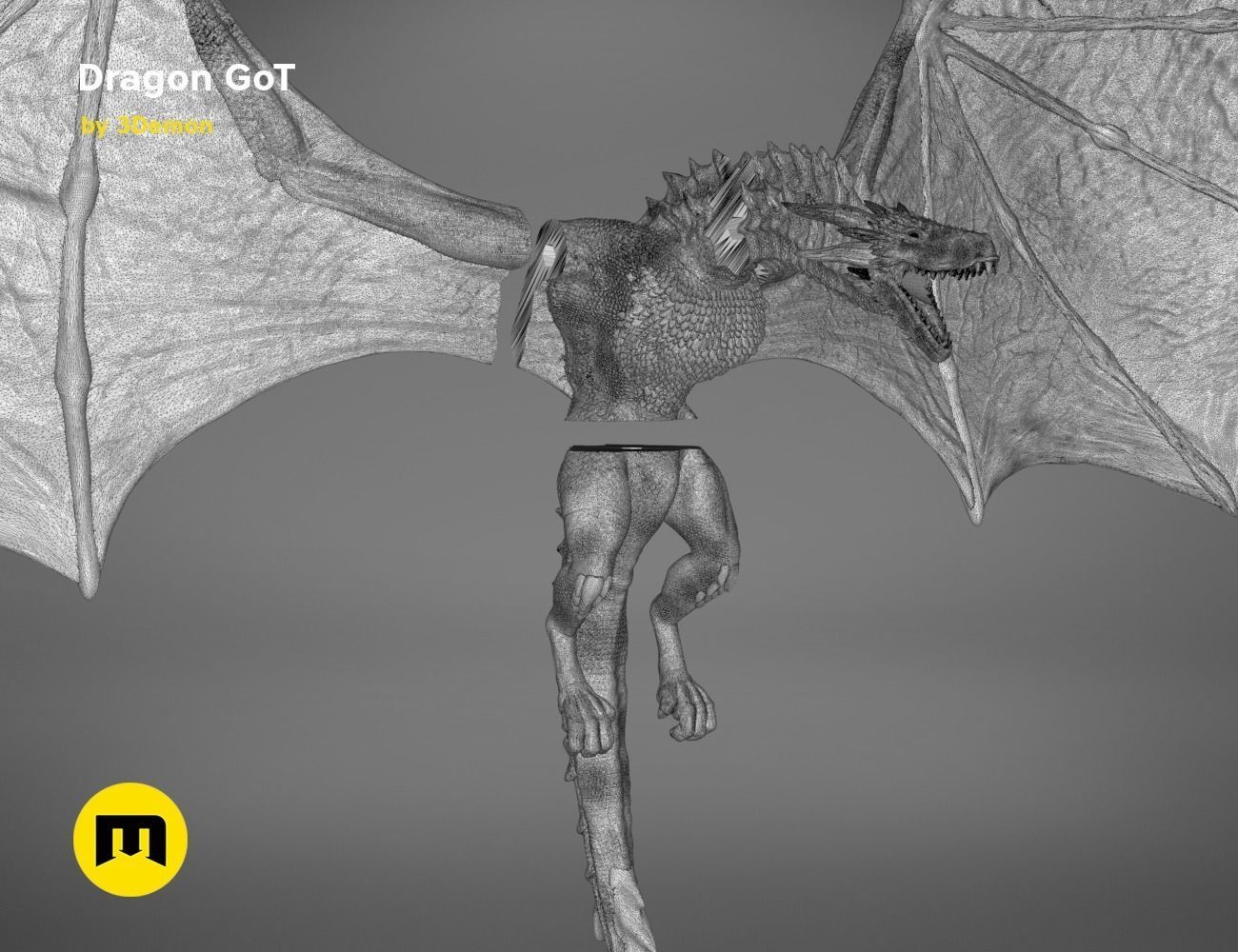 Dragon Lamp GoT with Flame 3D print model_37