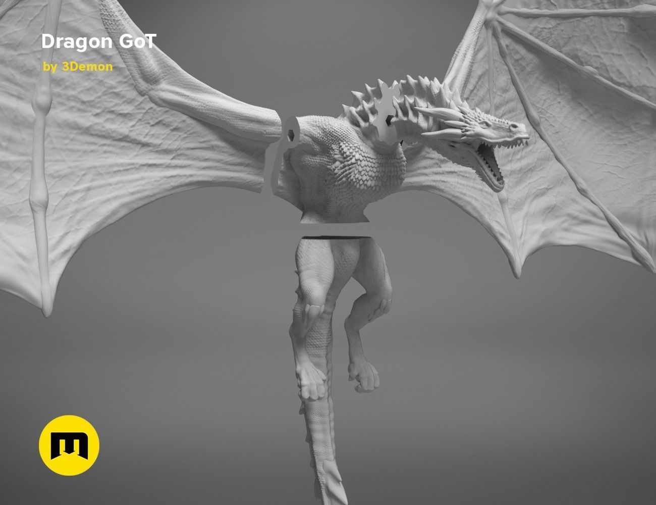 Dragon Lamp GoT with Flame 3D print model_36