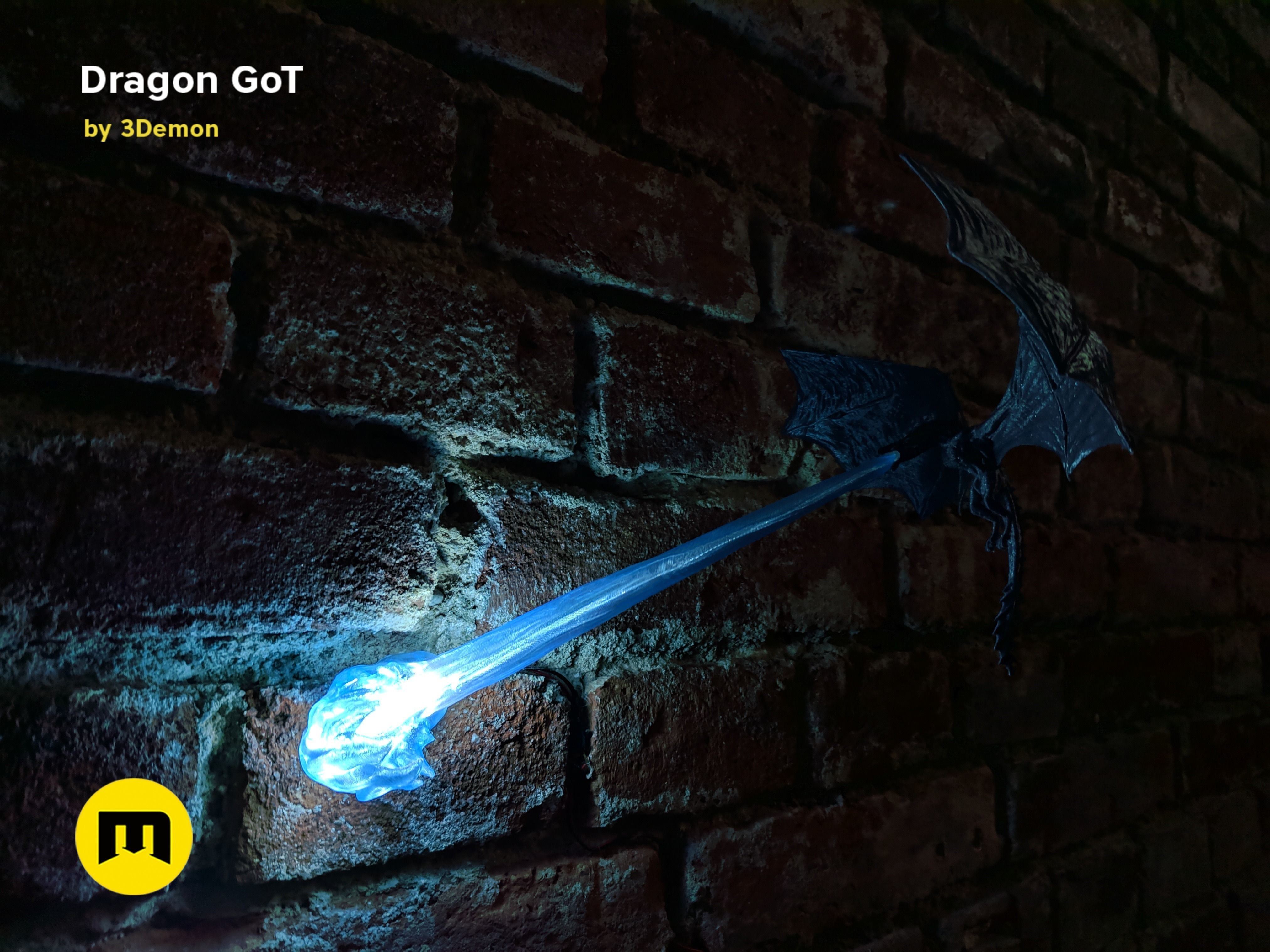 Dragon Lamp GoT with Flame 3D print model_2
