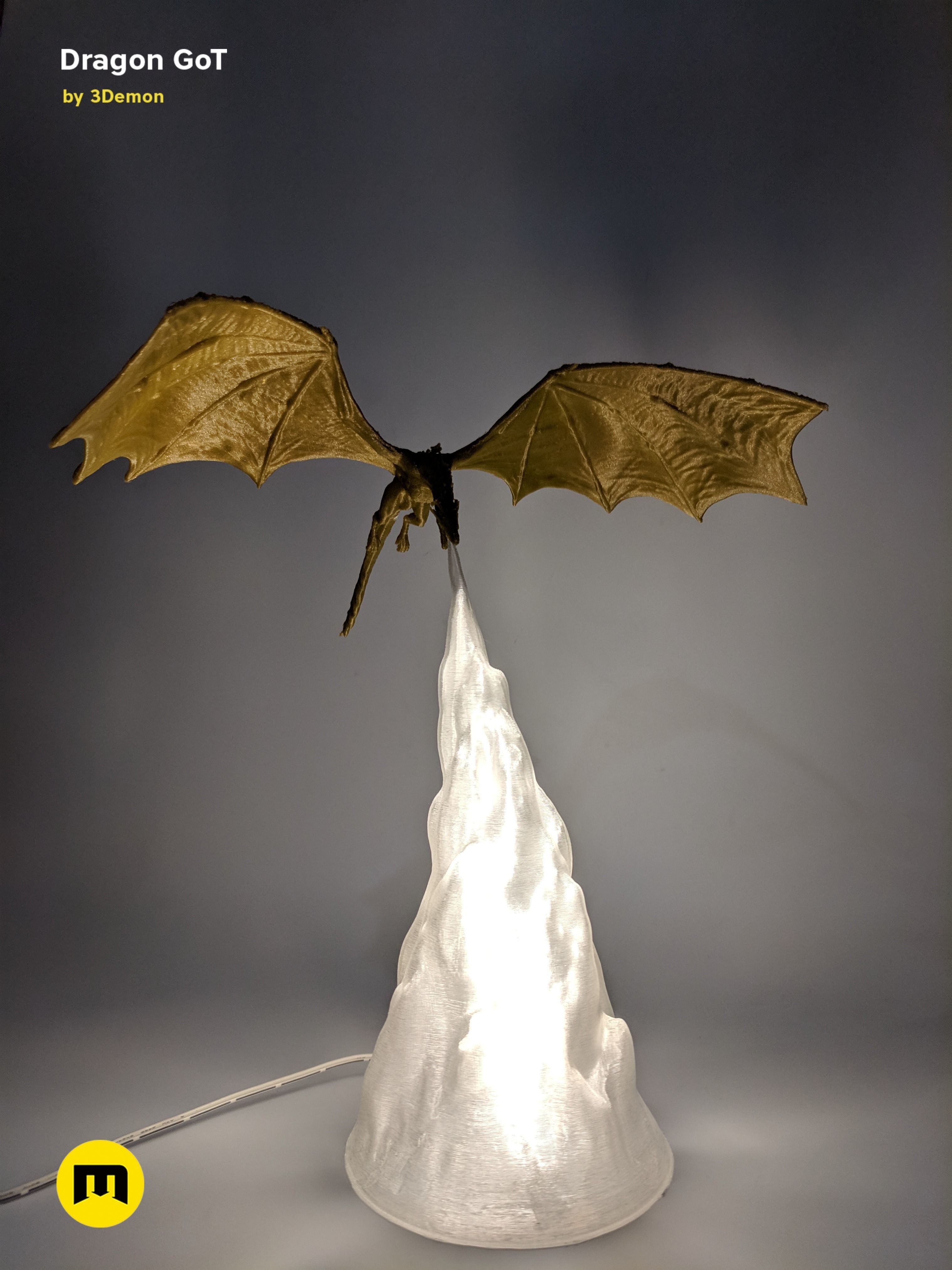 Dragon Lamp GoT with Flame 3D print model_14
