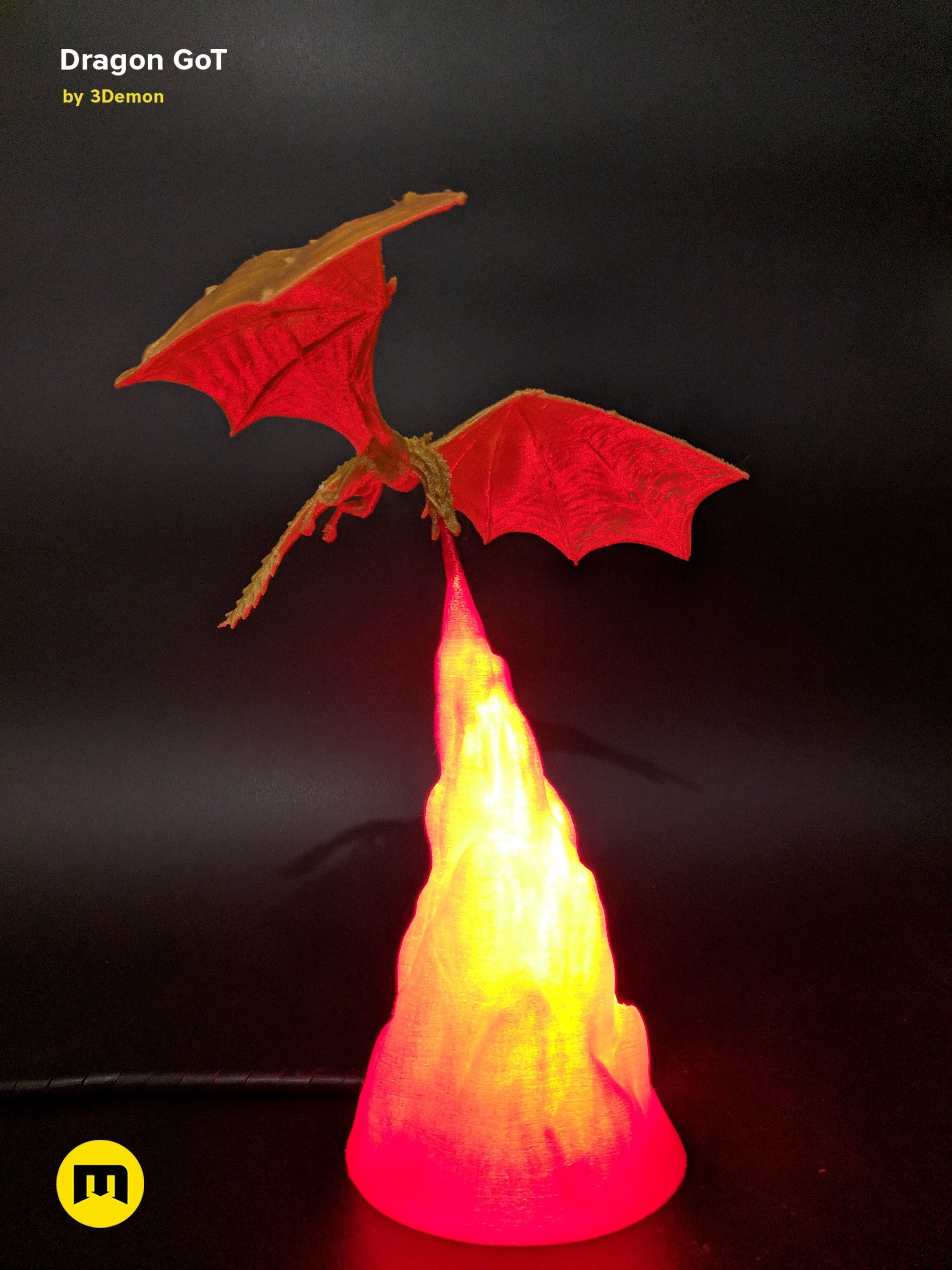 Dragon Lamp GoT with Flame 3D print model_20