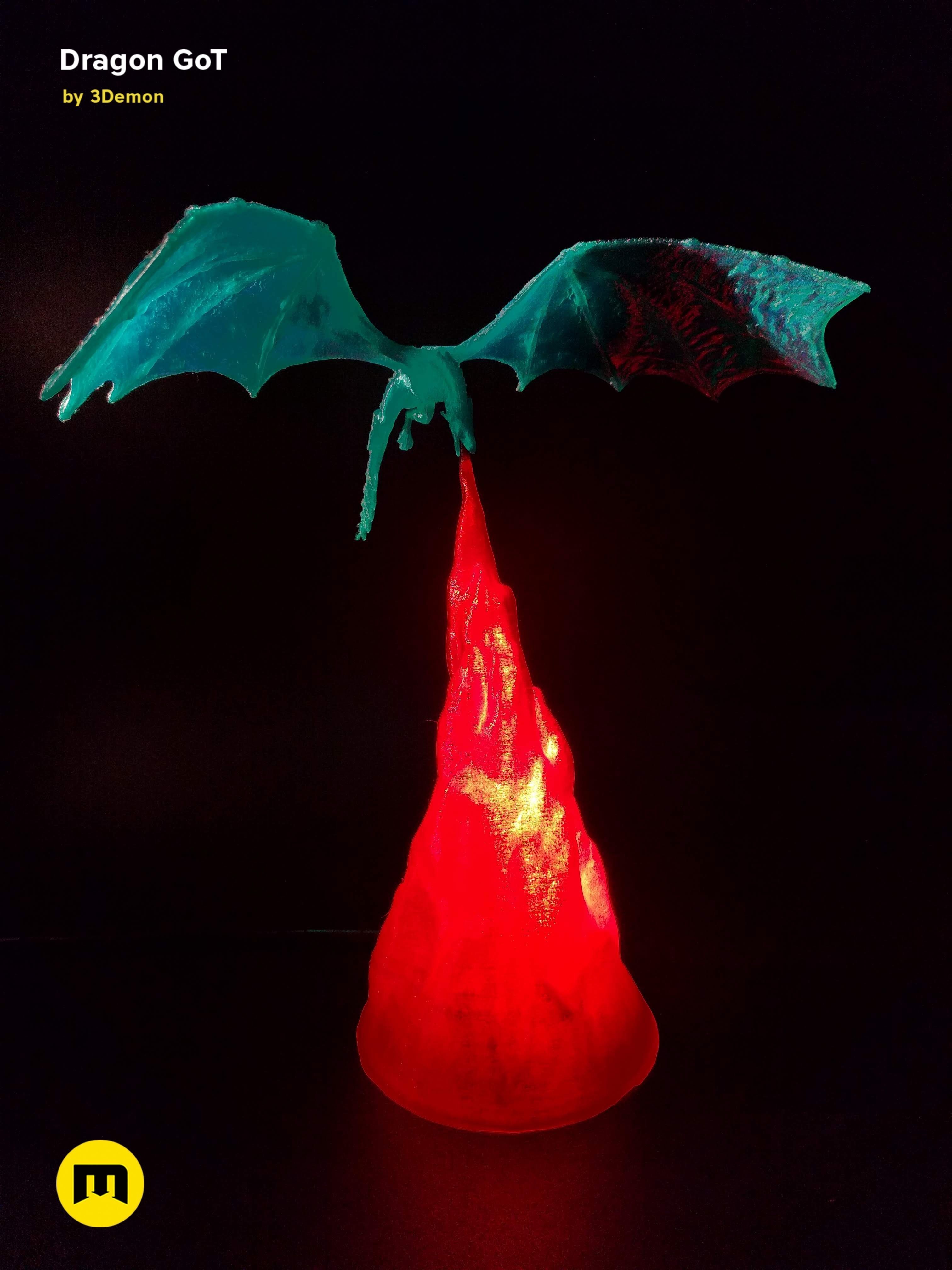 Dragon Lamp GoT with Flame 3D print model_17