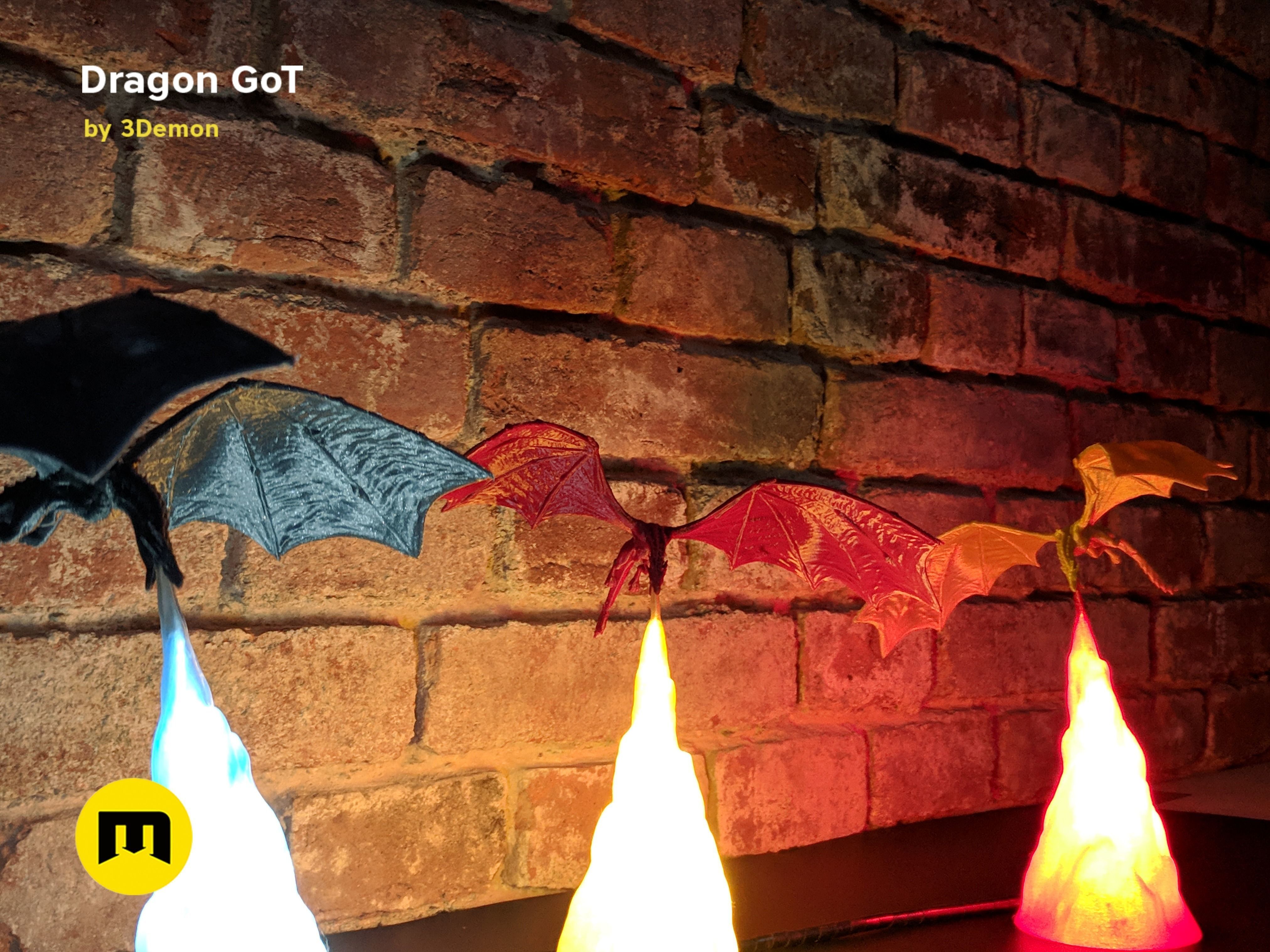 Dragon Lamp GoT with Flame 3D print model_19
