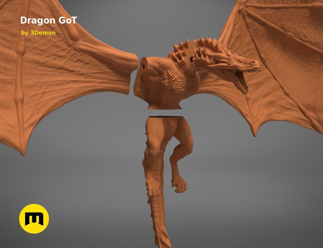 Dragon Lamp GoT with Flame 3D print model_6