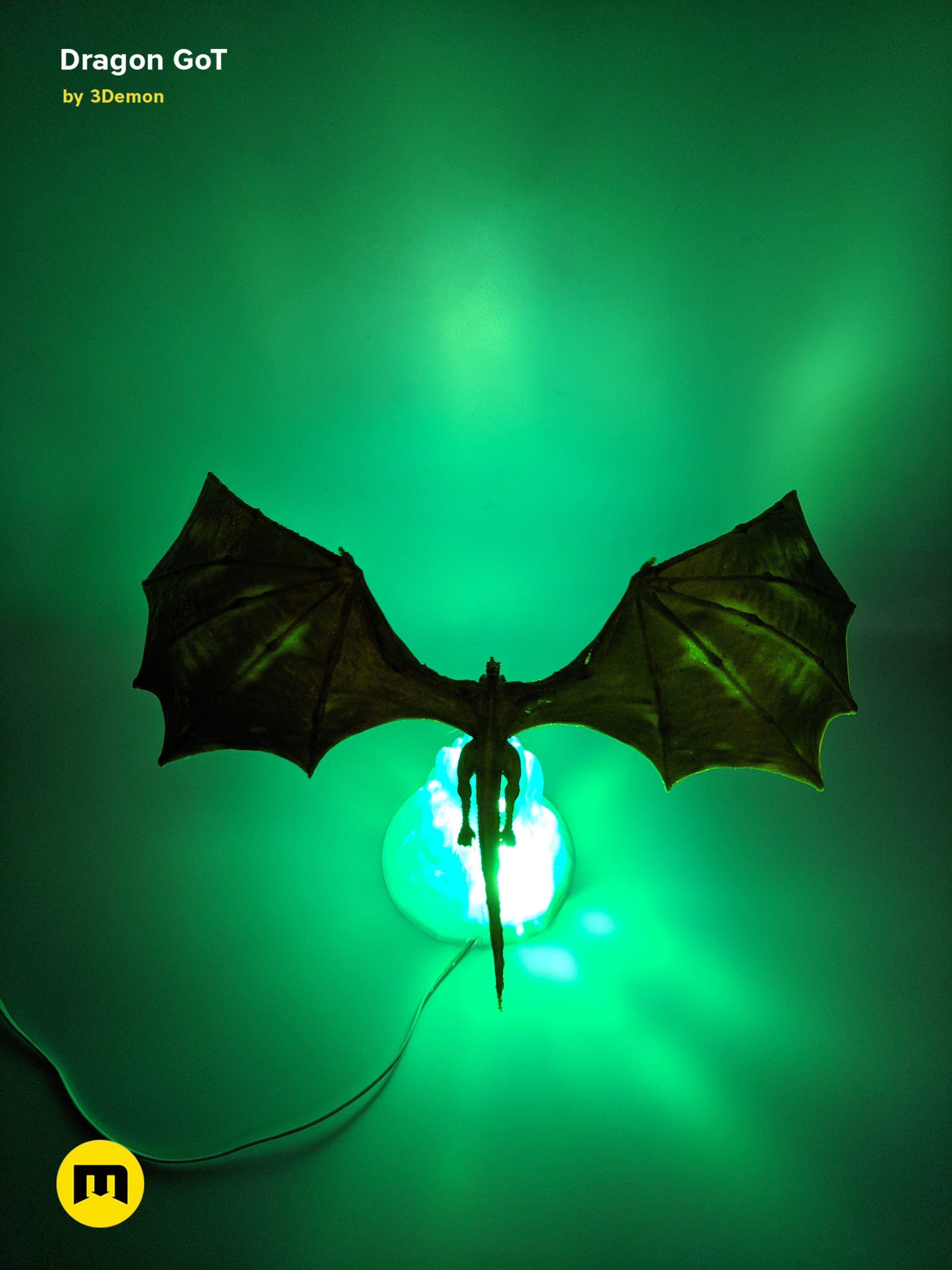 Dragon Lamp GoT with Flame 3D print model_18