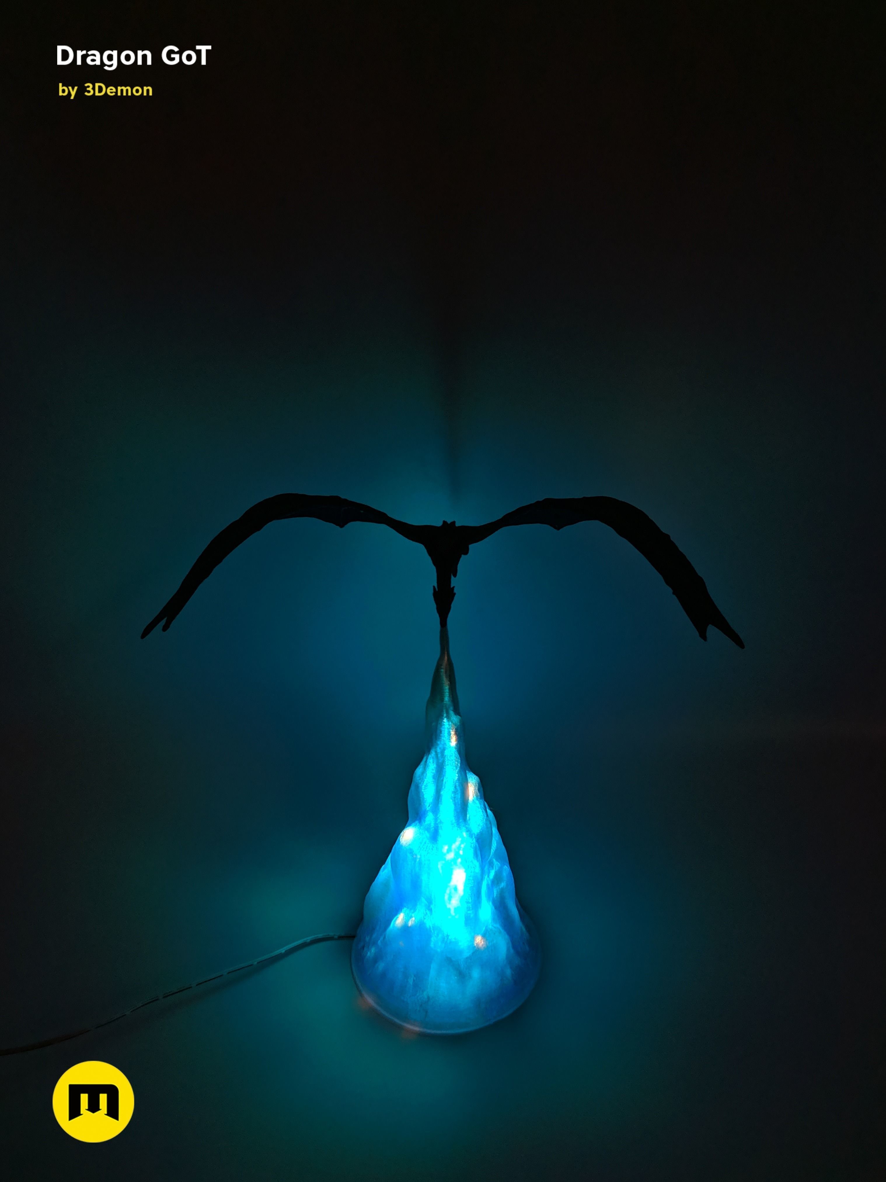 Dragon Lamp GoT with Flame 3D print model_4