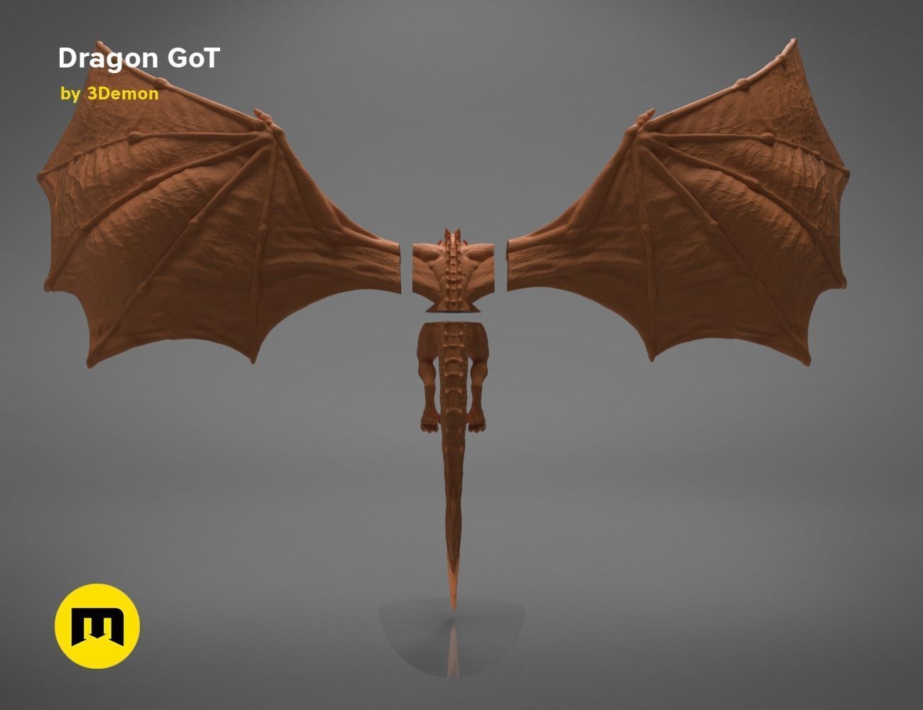 Dragon Lamp GoT with Flame 3D print model_7
