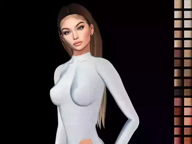 Female 3d hair model  Low-poly 3D model