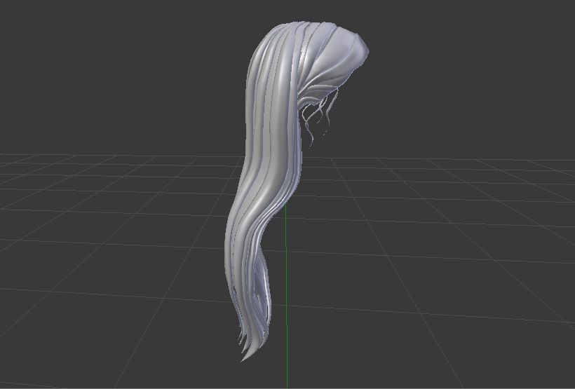 Female 3d hair model  Low-poly 3D model_1