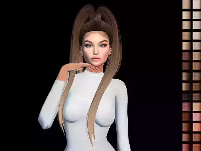 Female 3d hair model 