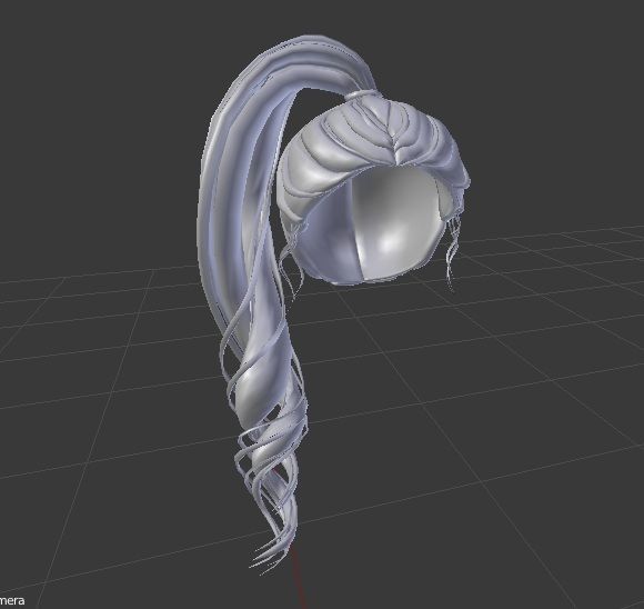 Female 3d hair model  Low-poly 3D model_1