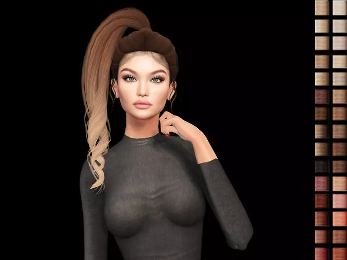 Female 3d hair model  Low-poly 3D model_0