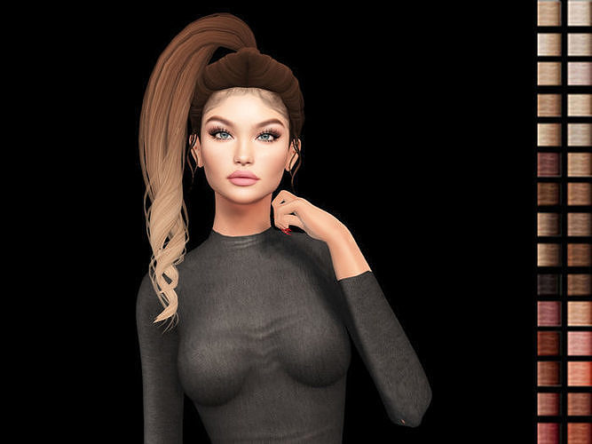 Female 3d hair model  Low-poly 3D model