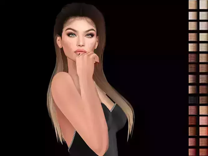 Female 3d hair model 