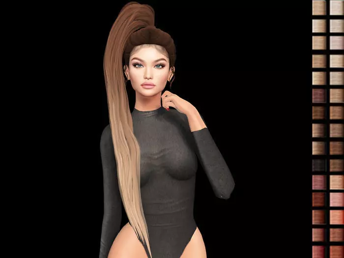 Female 3d hair model Low-poly 3D model_0