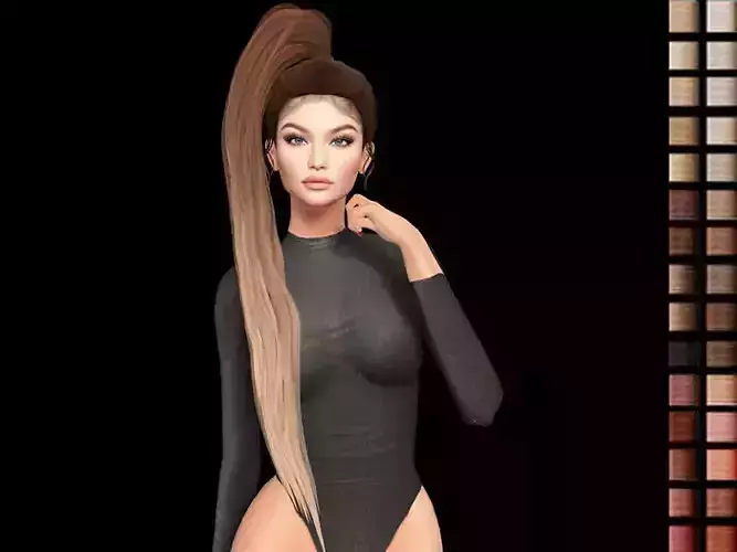 Female 3d hair model Low-poly 3D model Female 3d hair model Low-poly 3D model