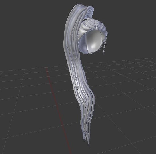 Female 3d hair model Low-poly 3D model_1