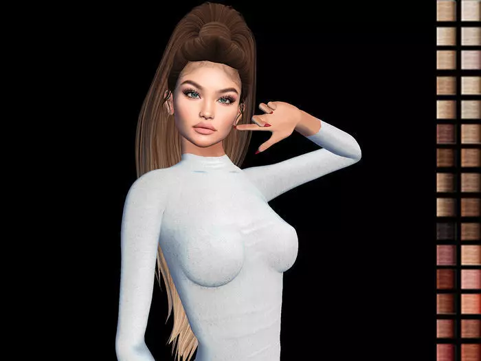 Female 3d hair model Low-poly 3D model_0