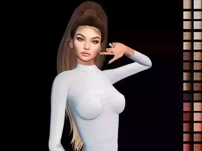 Female 3d hair model Low-poly 3D model Female 3d hair model Low-poly 3D model