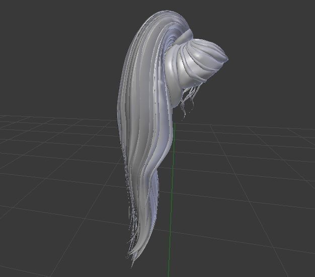 Female 3d hair model Low-poly 3D model_1