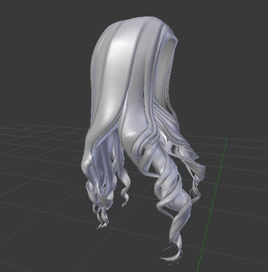 Female 3d hair model  Low-poly 3D model_1