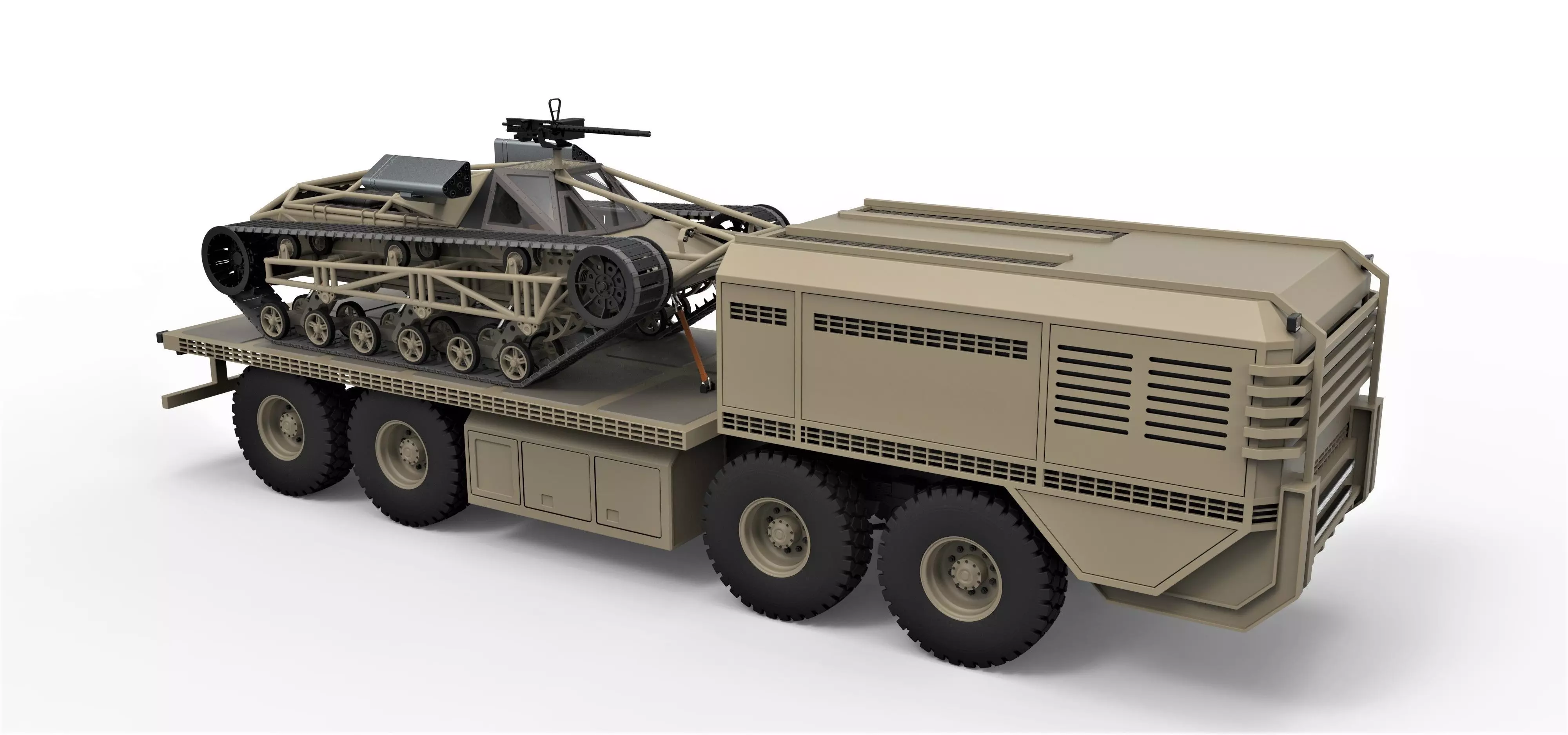Military truck with GIJOE tracked vehicle 3D model