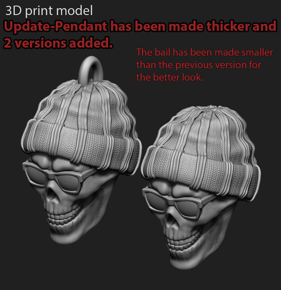 Skull pendant jewelry Gangster vol1 3D print model_4