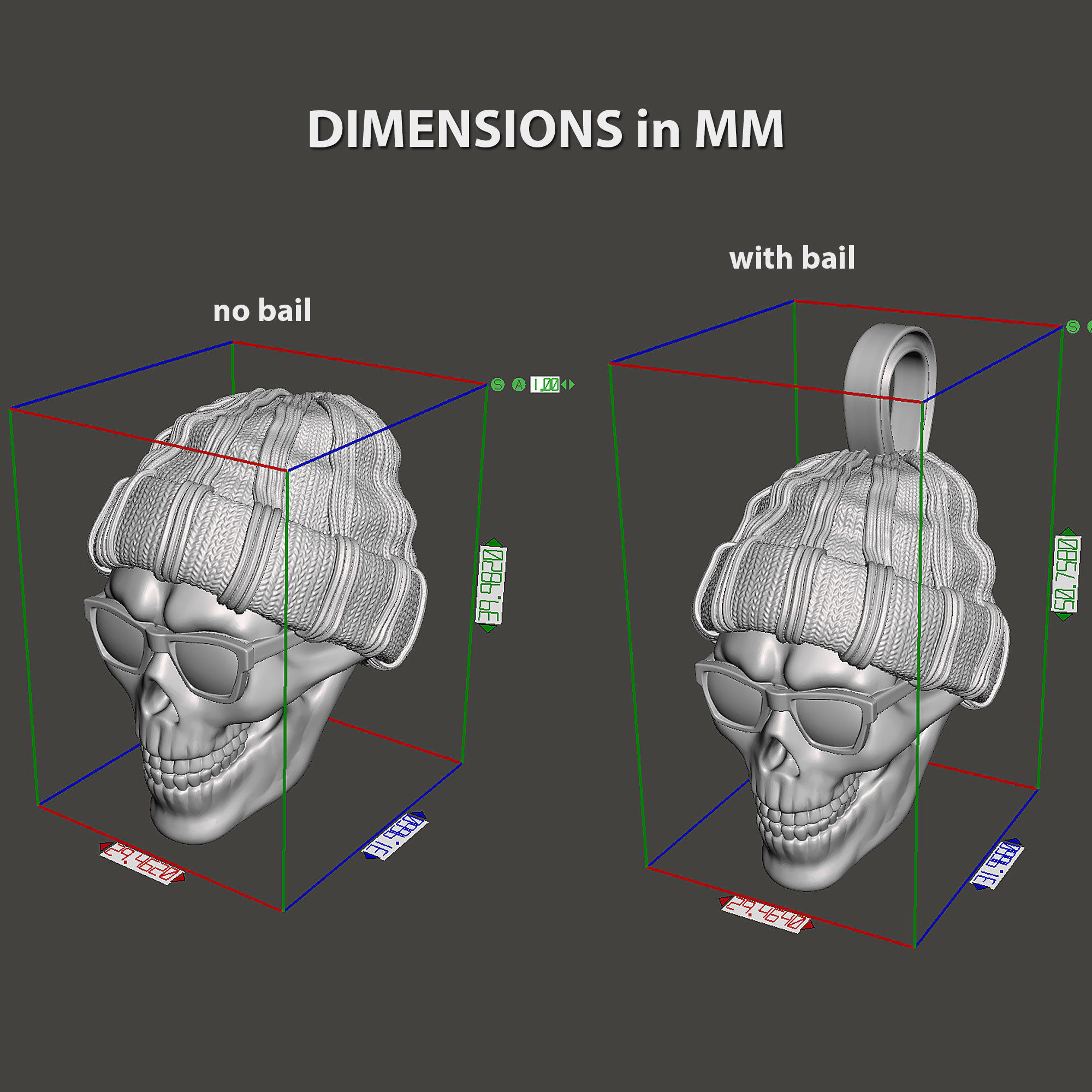 Skull pendant jewelry Gangster vol1 3D print model_6