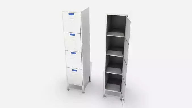Small Metal Lockers Low-poly 3D model
