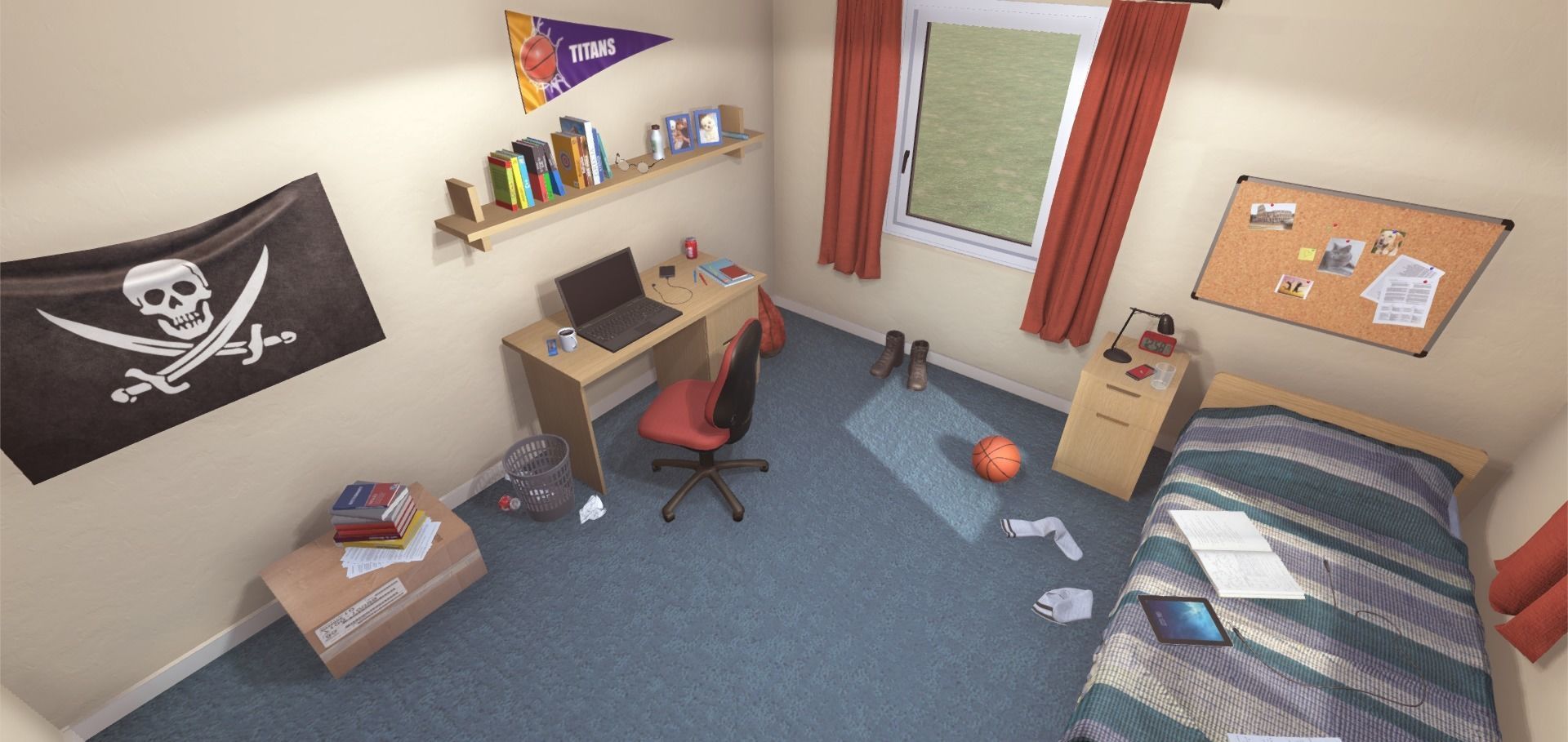 University Student Room Low-poly 3D model_12
