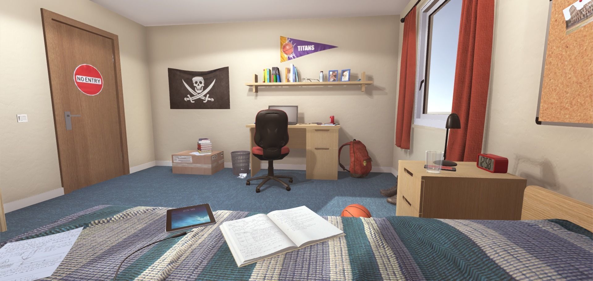 University Student Room Low-poly 3D model_8