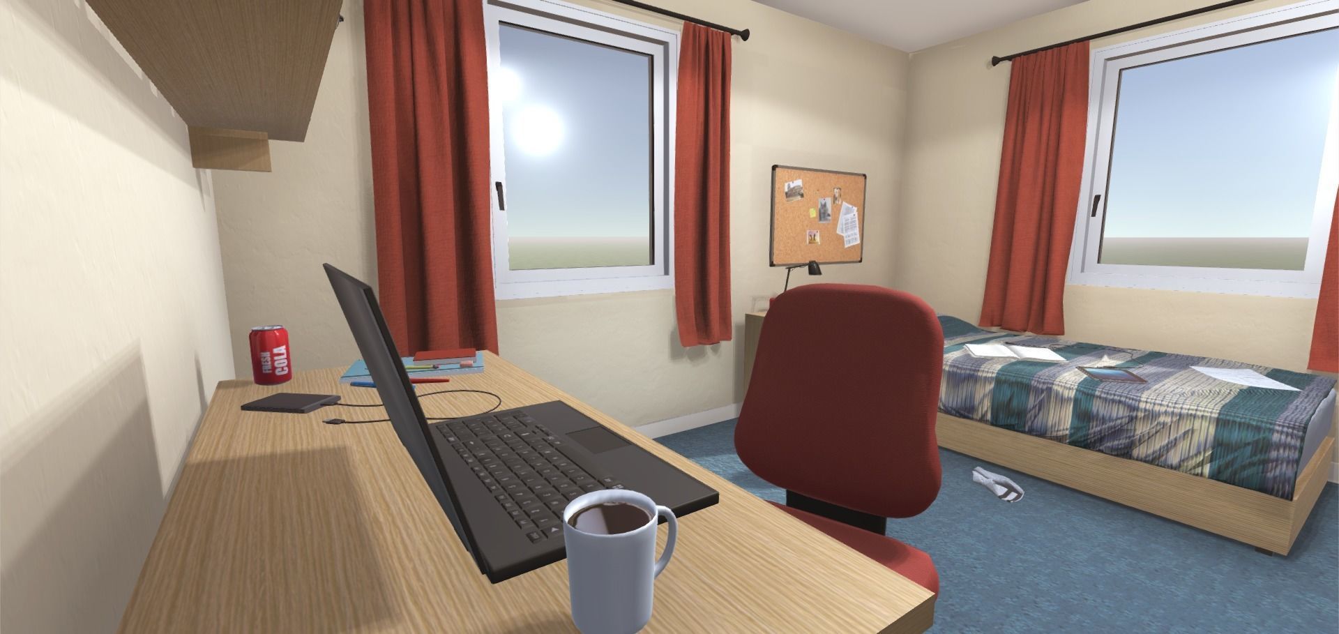 University Student Room Low-poly 3D model_6