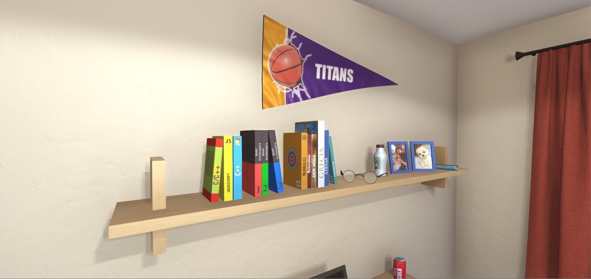 University Student Room Low-poly 3D model_7