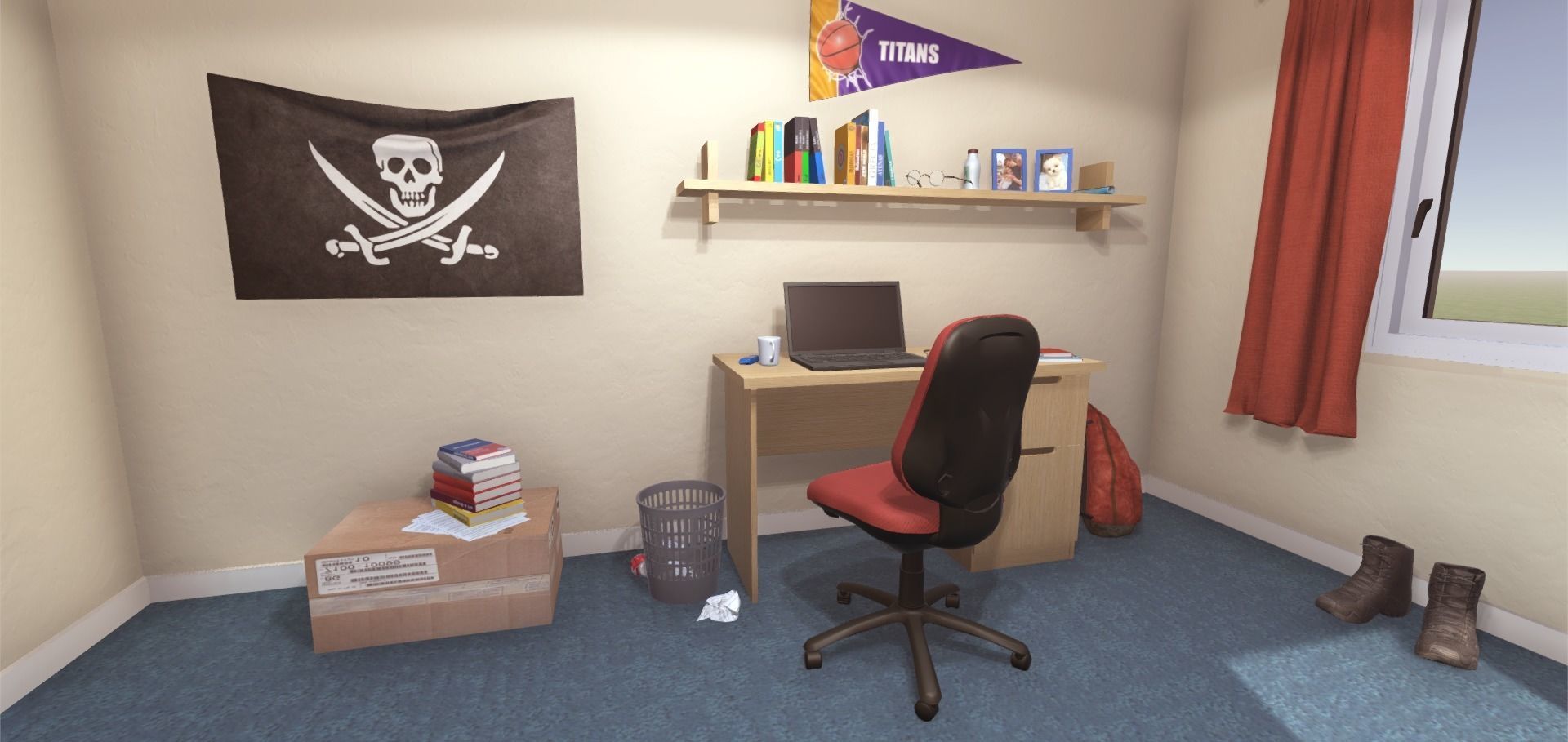 University Student Room Low-poly 3D model_10