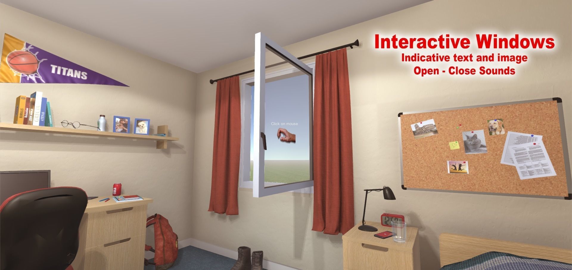 University Student Room Low-poly 3D model_4