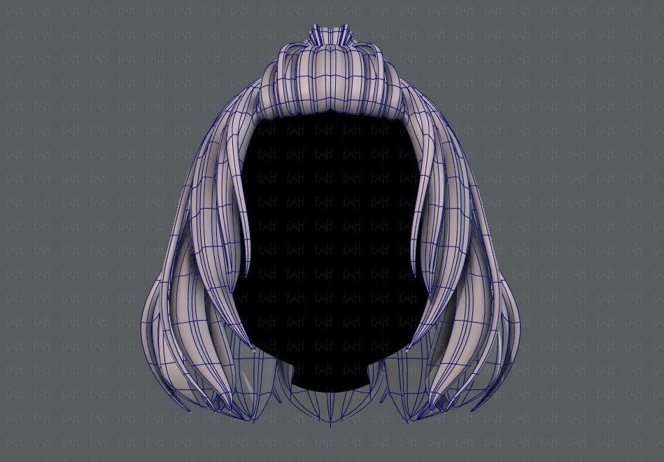 3D Hair style for girl V66 Low-poly 3D model_9