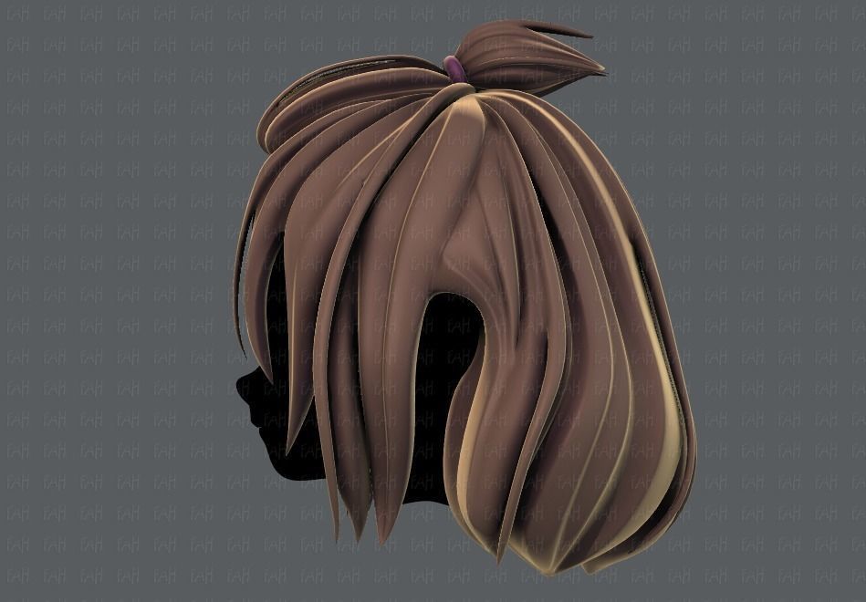 3D Hair style for girl V66 Low-poly 3D model_7