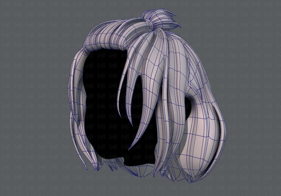3D Hair style for girl V66 Low-poly 3D model_16