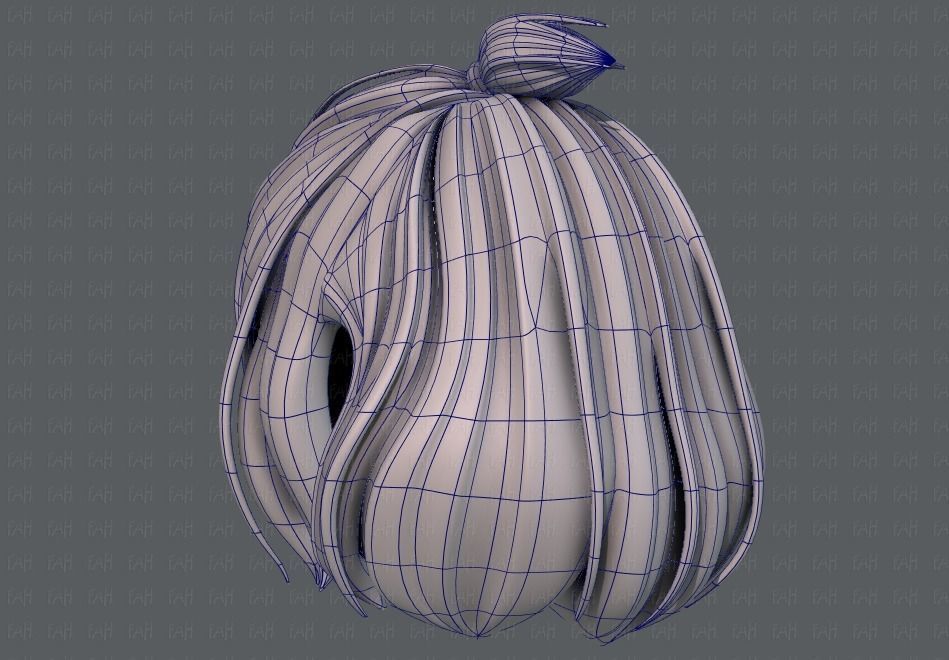 3D Hair style for girl V66 Low-poly 3D model_14