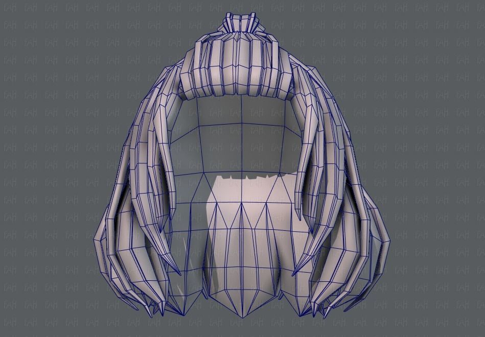 3D Hair style for girl V66 Low-poly 3D model_40