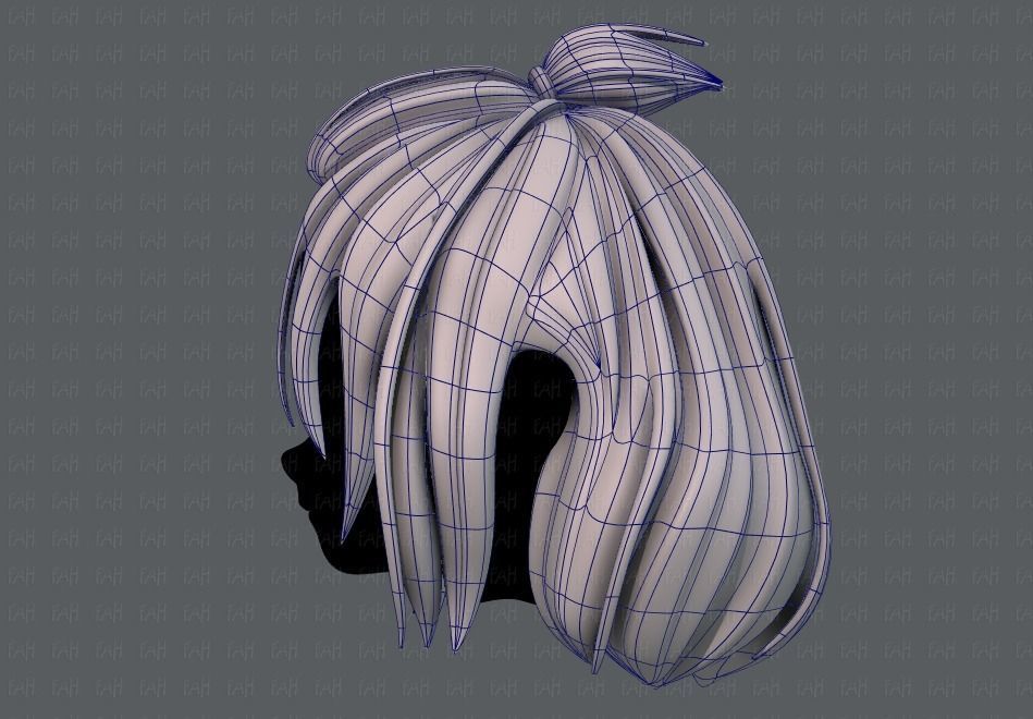 3D Hair style for girl V66 Low-poly 3D model_15