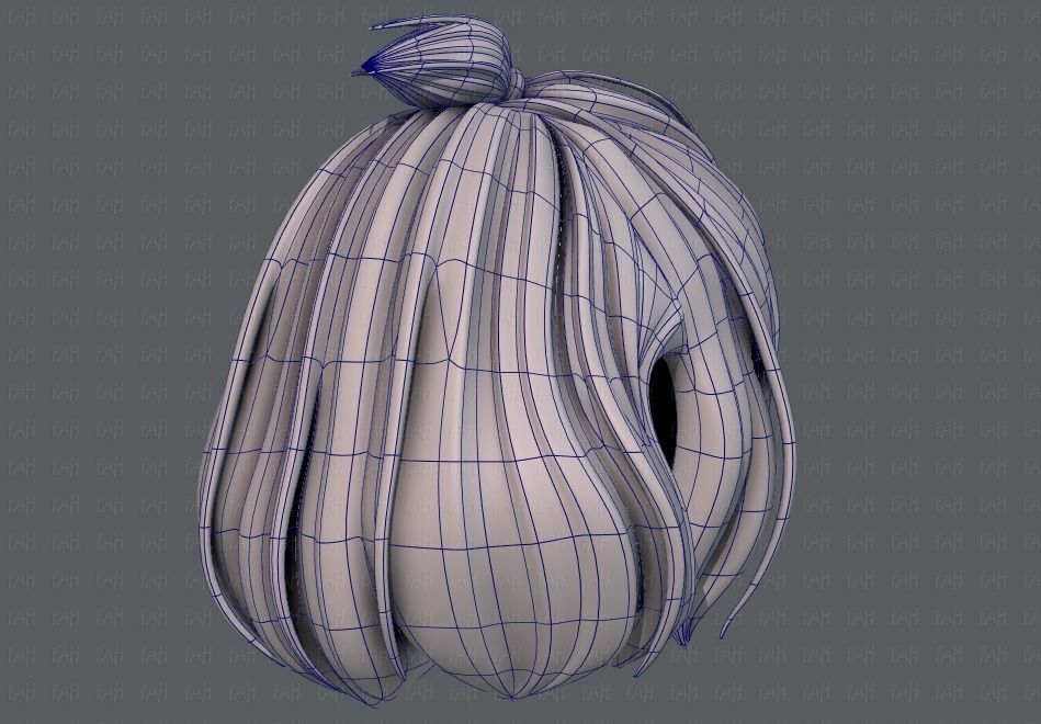 3D Hair style for girl V66 Low-poly 3D model_12