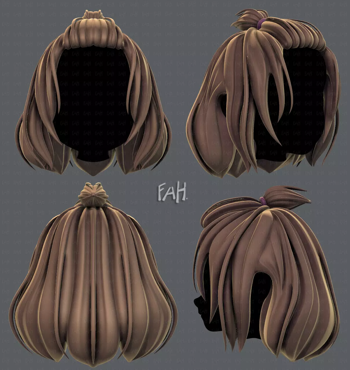 3D Hair style for girl V66 Low-poly 3D model_0