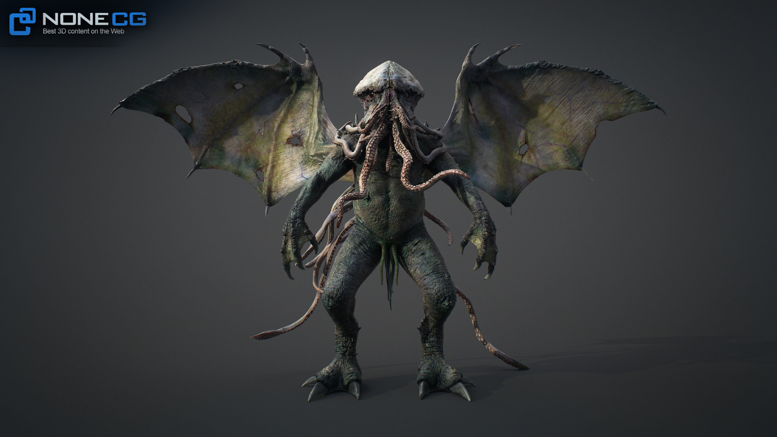 Cthulhu creature with wings 3D model_10