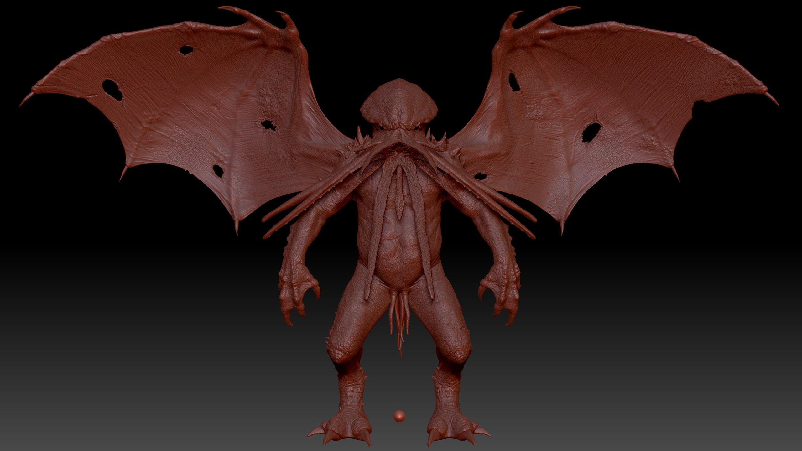 Cthulhu creature with wings 3D model_17