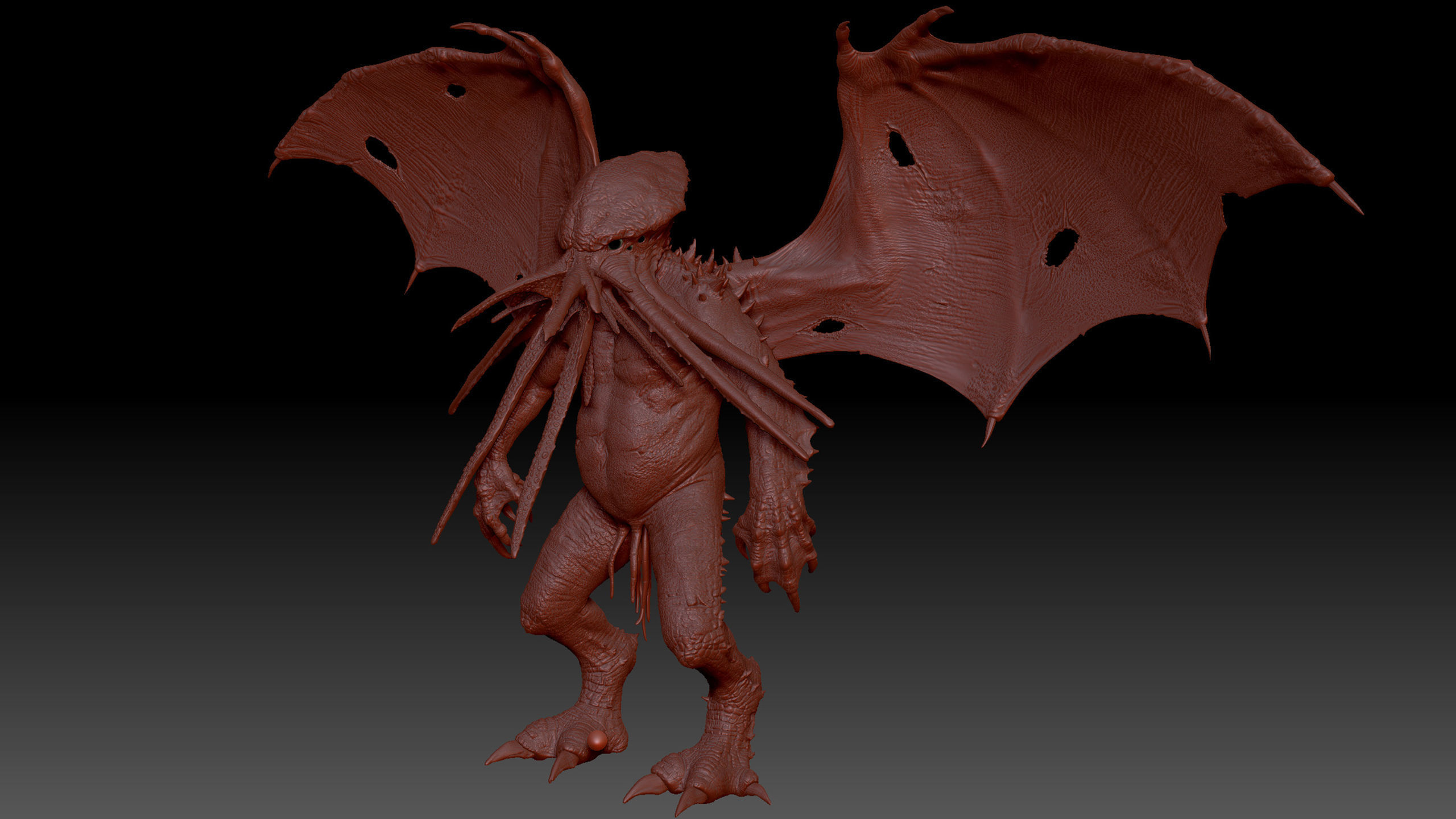 Cthulhu creature with wings 3D model_18