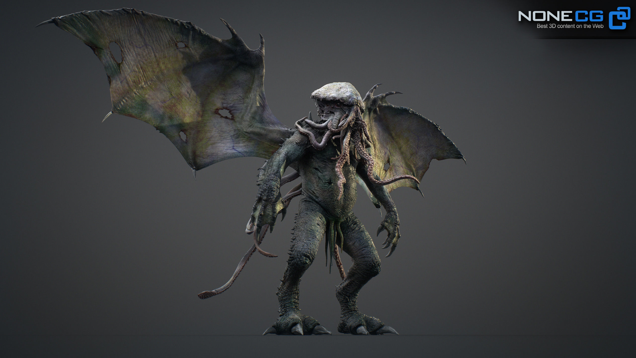 Cthulhu creature with wings 3D model_9
