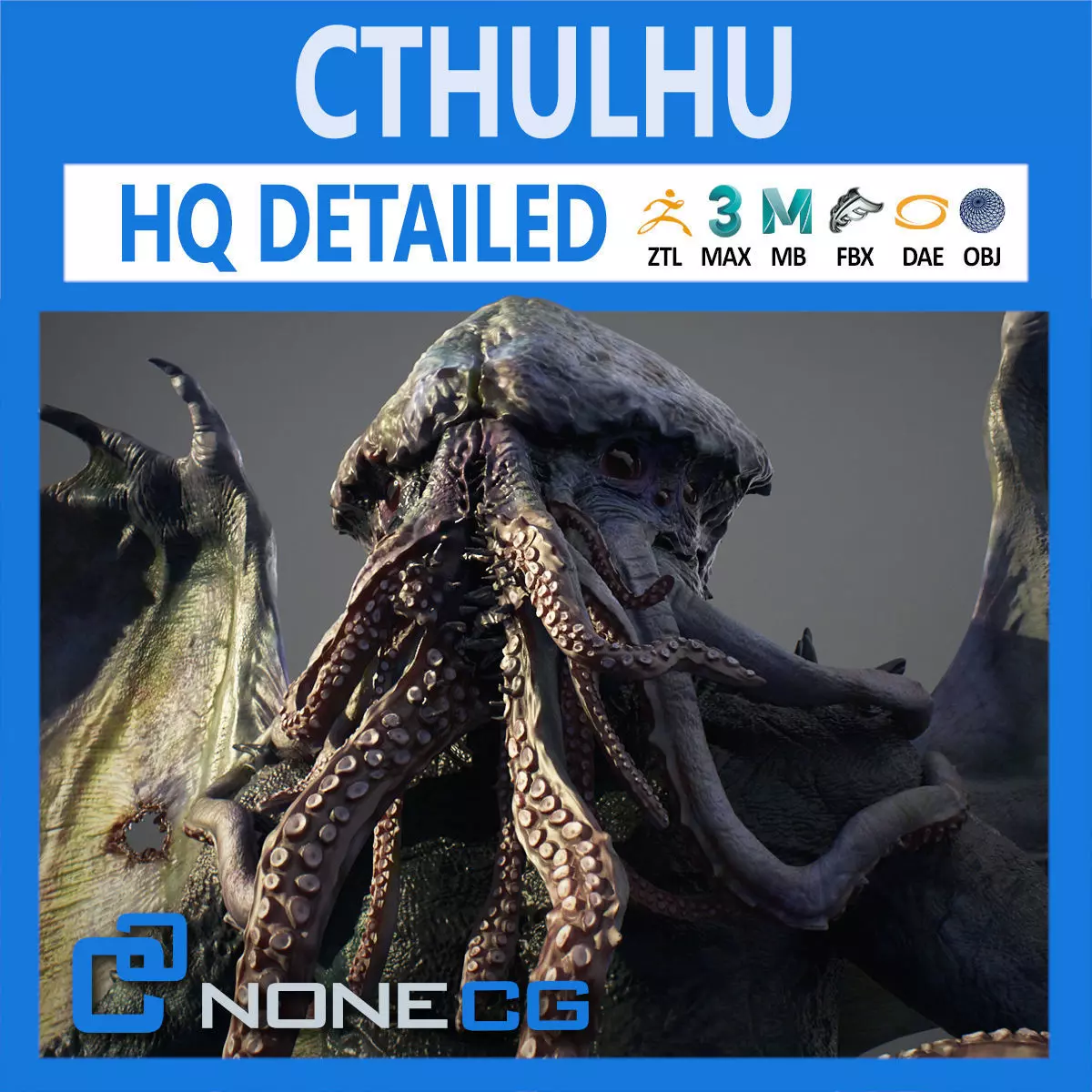 Cthulhu creature with wings 3D model_0