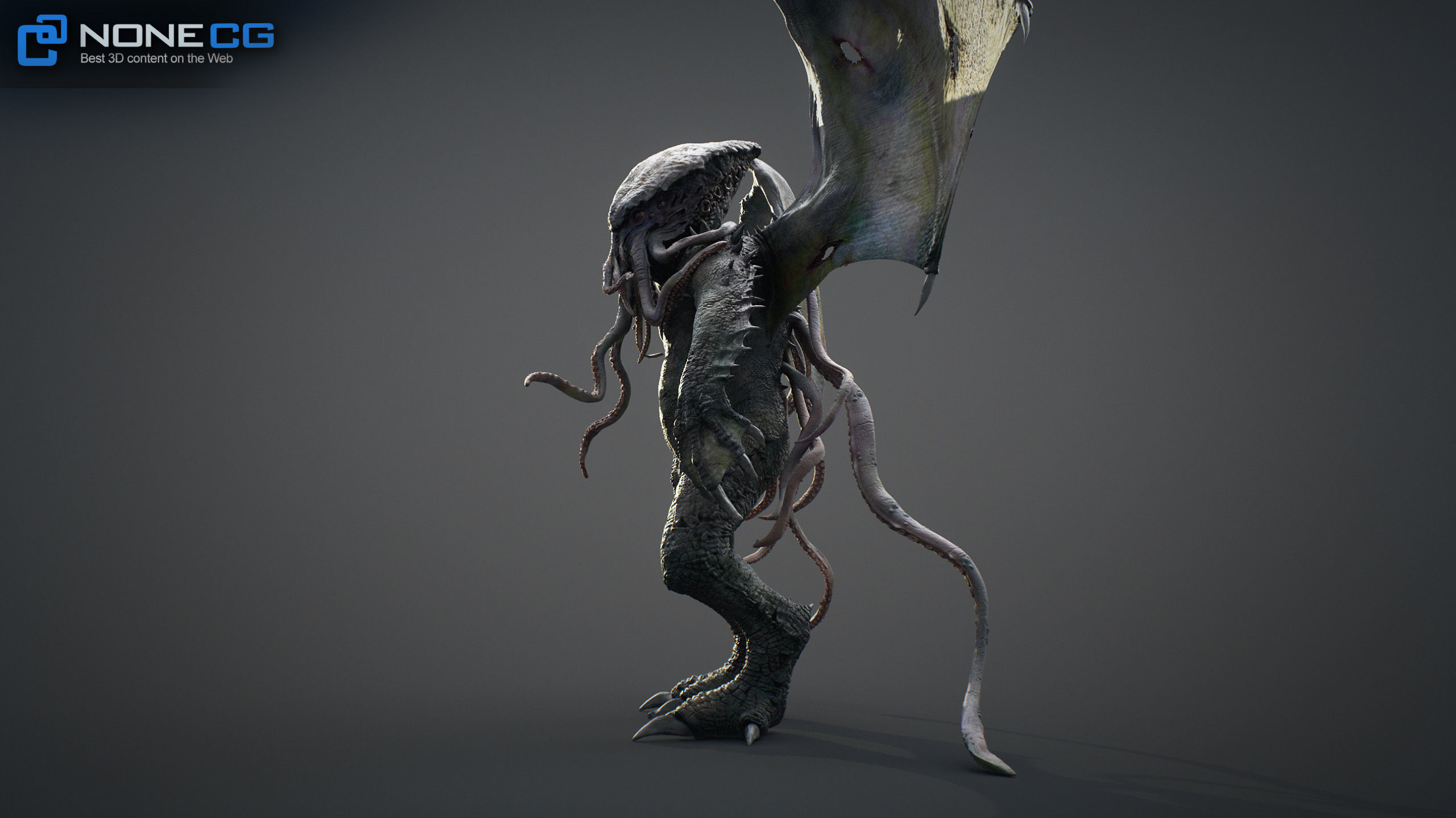 Cthulhu creature with wings 3D model_7